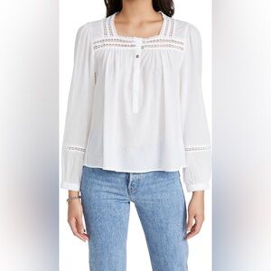 Rails Minnie Eyelet 100% Cotton Blouse in White, size S